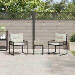 vidaXL Ensemble de meubles d'extérieur 3 Pièces Noir et Blanc