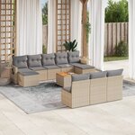 vidaXL Salon de jardin et coussins 11 Pièces mélange beige résine tressée