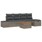 vidaXL Canapés de jardin 6 pièces avec coussins gris en poly rotin