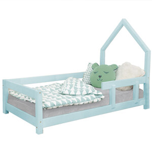 Lit cabane enfant POPPI 140 x 200 bleu clair 1