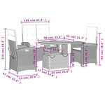 vidaXL Ensemble à manger de jardin 4 Pièces avec coussins noir