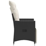 vidaXL Chaise inclinable de jardin avec coussins noir résine tressée