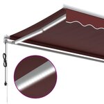 vidaXL Auvent rétractable automatique avec LED bordeaux 500x300 cm
