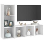 vidaXL Meubles TV 2 Pièces Blanc 107x35x37 cm Bois d'ingénierie