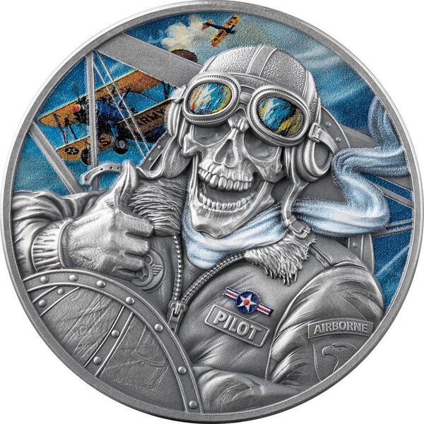 Monnaie PILOT Memento Mori 1 Oz Argent 5 Cedis Ghana 2026