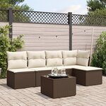 vidaXL Salon de jardin avec coussins 6 Pièces marron résine tressée