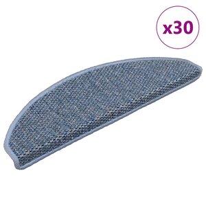 vidaXL Tapis d'escalier autocollants 30 Pièces 65x21x4 cm bleu