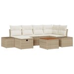vidaXL Ensemble de canapé de jardin 7 Pièces Beige Poly rotin