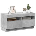 vidaXL Meuble TV avec lumières LED gris béton 80x35x40 cm
