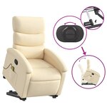 vidaXL Fauteuil inclinable de massage Crème Tissu