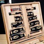 Brüder Mannesmann Ensemble d'outils 24 Pièces Étui en bambou