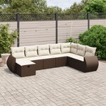 vidaXL Salon de jardin 8 Pièces avec coussins marron résine tressée