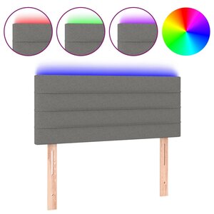 vidaXL Tête de lit à LED Gris foncé 90x5x78/88 cm Tissu