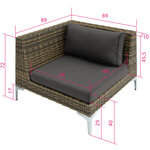 Tectake ensemble de jardin modulable en rotin villanova - fauteuil d'angle droit