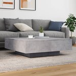 vidaXL Table basse avec lumières LED gris béton 100x100x31 cm