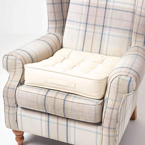 Coussin d'assise rehausseur en coton Beige  50 x 50 x 10 cm - HOMESCAPES