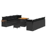 vidaXL Ensemble de canapé de jardin Manuel 11 Pièces Noir 80 x 80 x 71 cm