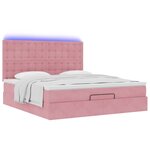 vidaXL Cadre de lit ottoman avec matelas rose 160x200 cm velours