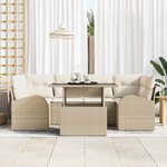 vidaXL Ensemble de canapé de jardin 7 Pièces Beige Poly rotin