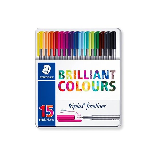 Etui Métal 15 Feutre à pointe fine triplus BRILLIANT COLOURS STAEDTLER