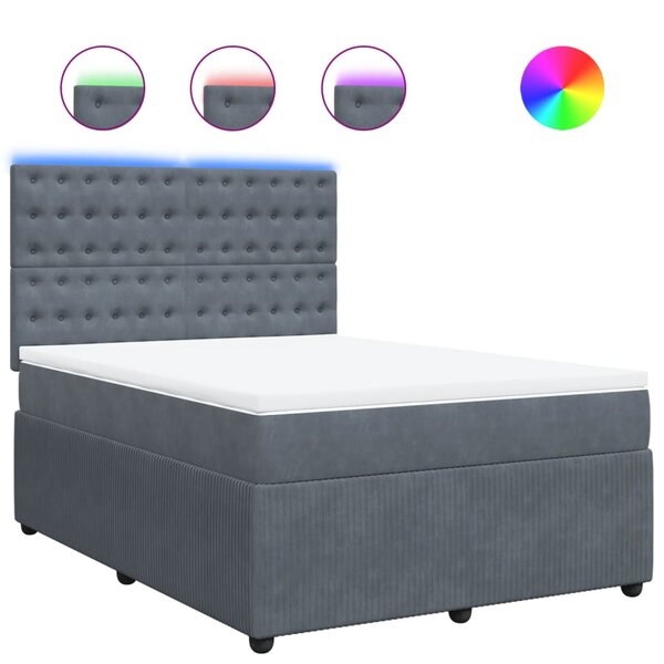 vidaXL Sommier à lattes de lit et matelas Gris foncé 140x190cm Velours
