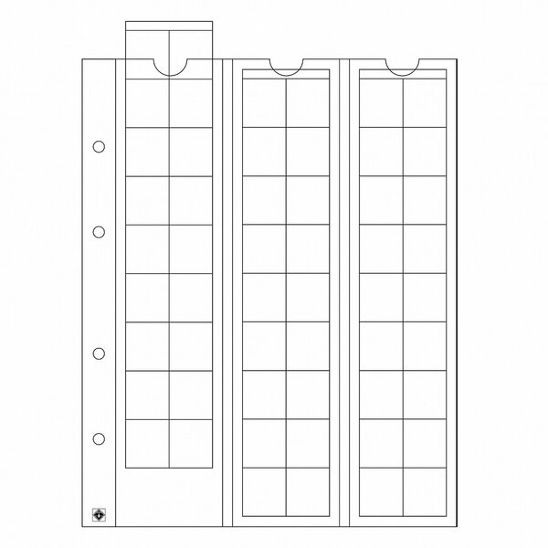Paquet de 5 feuilles leuchtturm optima pour monnaies d'un diamètre jusqu'à 20 00 mm (315033)