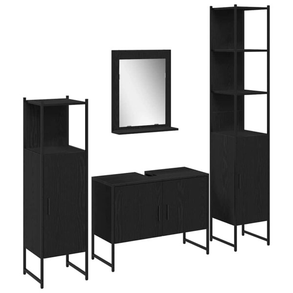 vidaXL Ensemble de mobilier de salle de bain avec stockage 4 Pièces Noir