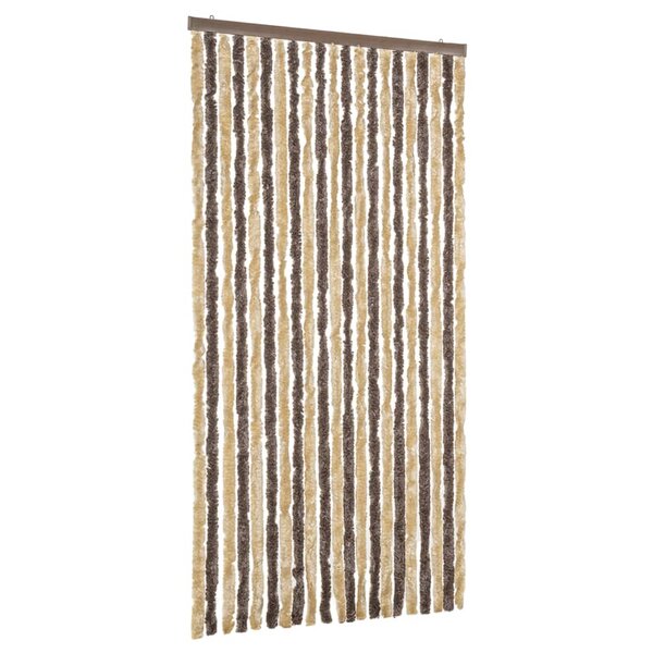 vidaXL Rideau anti-mouches marron foncé et beige 90x220 cm chenille