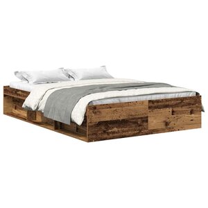 vidaXL Cadre de lit sans matelas vieux bois 140x190 cm bois ingénierie