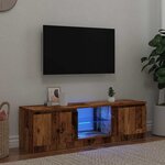 vidaXL Meuble TV avec lumières LED vieux bois bois d'ingénierie
