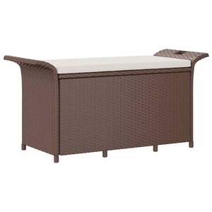 vidaXL Banc de jardin avec coussin marron 116x46x57 cm résine tressée