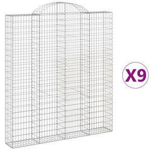 vidaXL Paniers à gabions arqués 9 Pièces 200x30x220/240 cm fer galvanisé