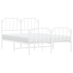 vidaXL Cadre de lit métal sans matelas et pied de lit blanc 150x200 cm
