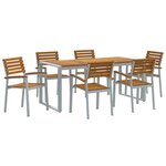 vidaXL Ensemble de salle à manger pour jardin 7 Pièces Gris et marron
