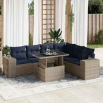 vidaXL Salon de jardin avec coussins 14 Pièces gris résine tressée acacia