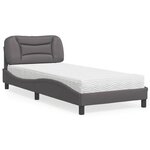 vidaXL Lit avec matelas gris 90x200 cm similicuir