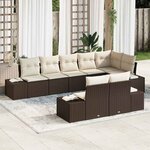 vidaXL Ensemble de canapé de jardin avec coussin 8 Pièces Marron et crème