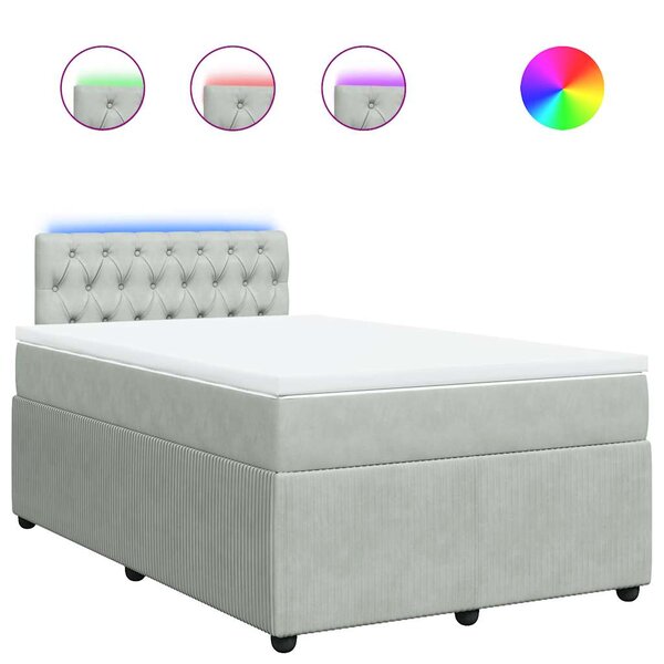 vidaXL Sommier à lattes de lit et matelas gris clair 120x190cm velours