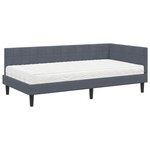 vidaXL Cadre de lit d'angle avec matelas 2 Pièces Gris Velours