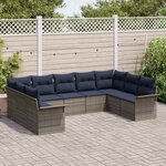 vidaXL Ensemble de canapé de jardin 9 Pièces Gris clair polyrotin