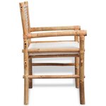 vidaXL Mobilier de bistro 3 Pièces avec coussins Bambou