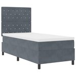 Lit à ressort vidaXL avec matelas gris foncé en velours simple