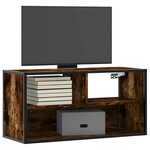 vidaXL Meuble TV chêne fumé 80x31x39 5 cm bois d'ingénierie et métal
