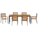vidaXL Ensemble de salle à manger pour jardin 7 Pièces Gris et marron