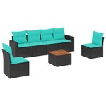 vidaXL Salon de jardin 7 Pièces avec coussins noir résine tressée
