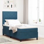 vidaXL Lit à ressort avec matelas Bleu foncé 90x200 cm Velours