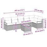 Ensemble de canapé de jardin 6 pièces avec coussins noir poly rattan