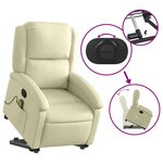 vidaXL Fauteuil inclinable crème cuir véritable