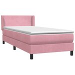 vidaXL Sommier à lattes de lit avec matelas rose 100x220 cm velours