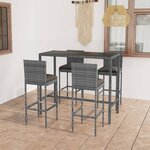 vidaXL Ensemble de bar de jardin 5 Pièces et coussins Résine tressée Gris